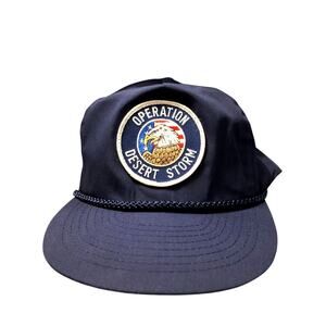 Vintage Operation Desert Storm Snapback Hat Navy Eagle American Flag Cap